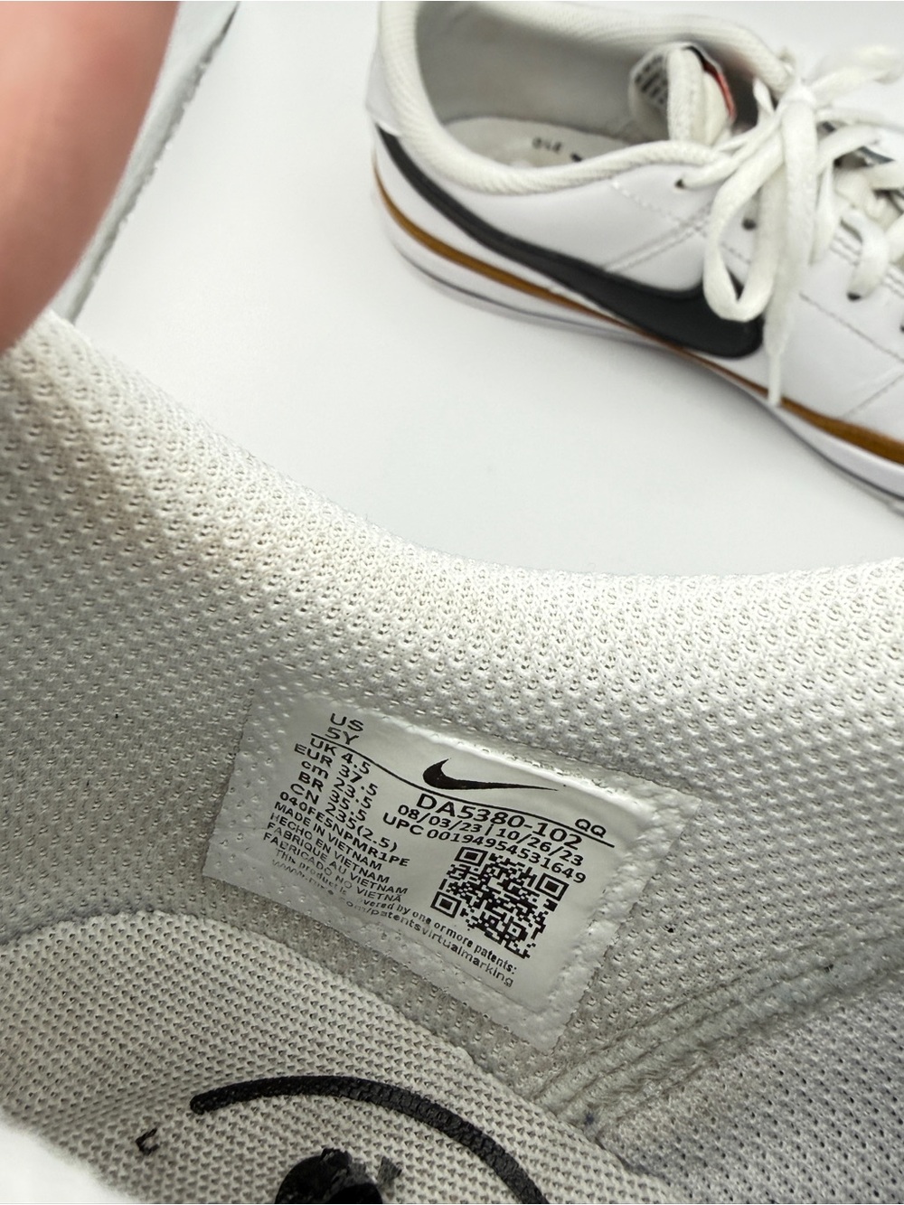 Nike court White Sneakers with Black Swoosh and Brown Trim - Picture 7 of 7